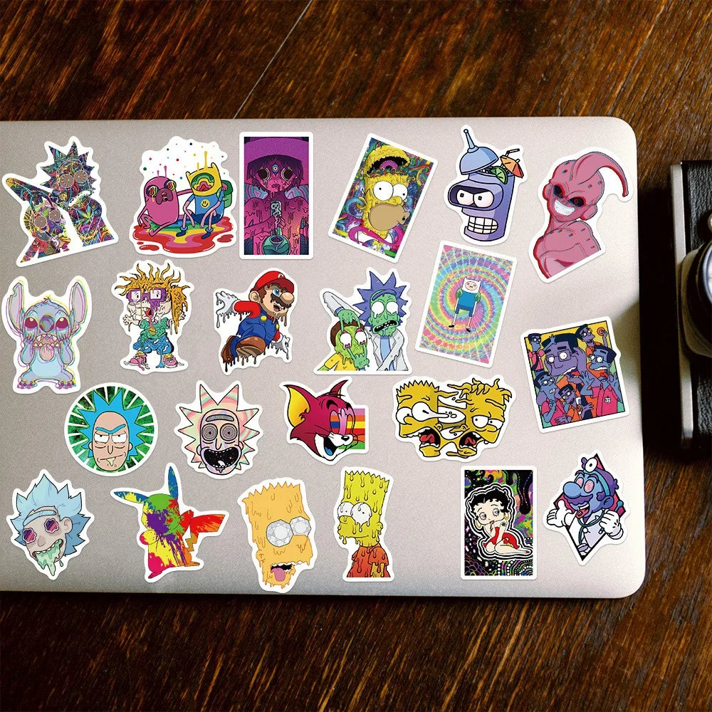 10/30/52PCS Psychedelic Cartoon Graffiti Waterproof Stickers for Water Bottles Laptops Books