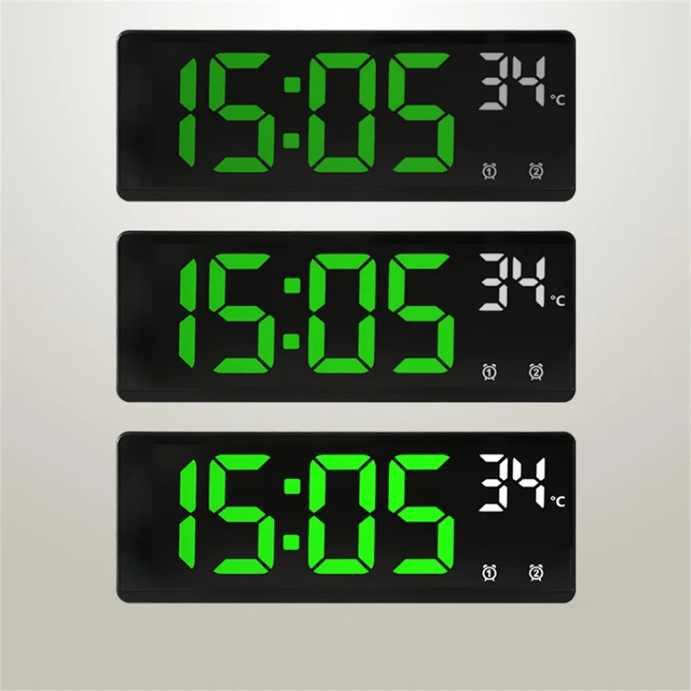 Digital LED Alarm Clock Desktop Clock With Temperature Display Adjustable Brightness Clock for Home, Office