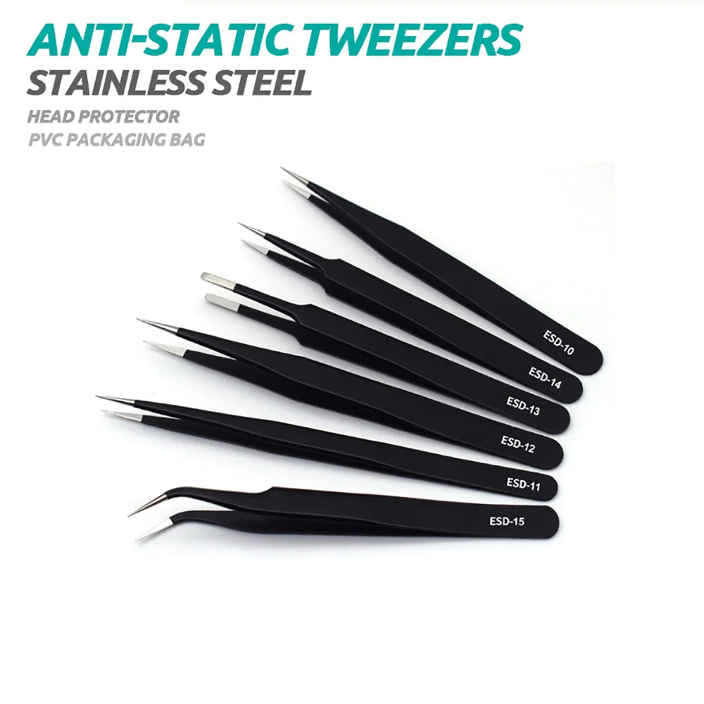 Nail Art Tweezers Set Stainless Steel Tweezers for Eyelash Extension and Curved Tip Tweezers