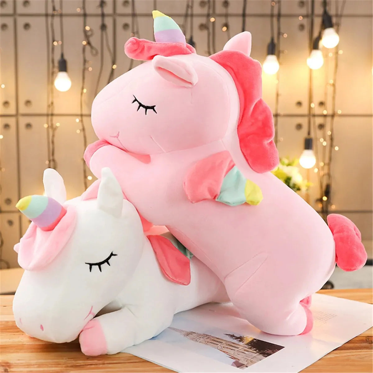 Unicorn Stuffed Animal Plush Toys Plushie Dolls with Rainbow Wings Gifts for Toddler Girls 25CM