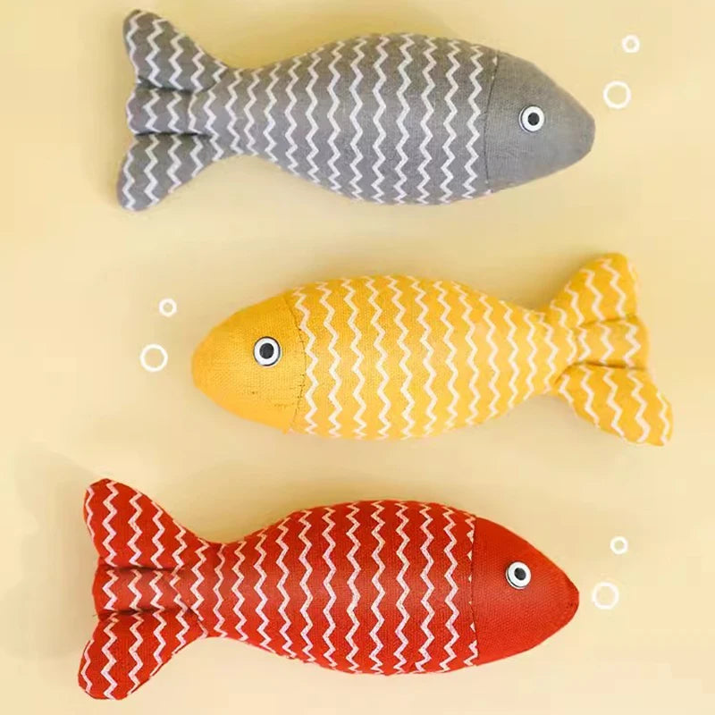 Cat Fish Toys Crinkle Sound Catnip Toys Soft Linen, Interactive Exercise Toys for Cat Kitten Kitty