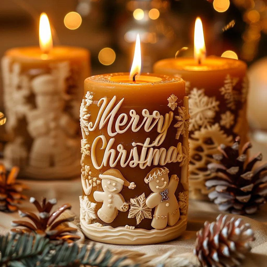 Christmas Cylinder Candle Mold Snowflake Pillar Silicone Mold for Soy Wax Candle, Plaster, Epoxy