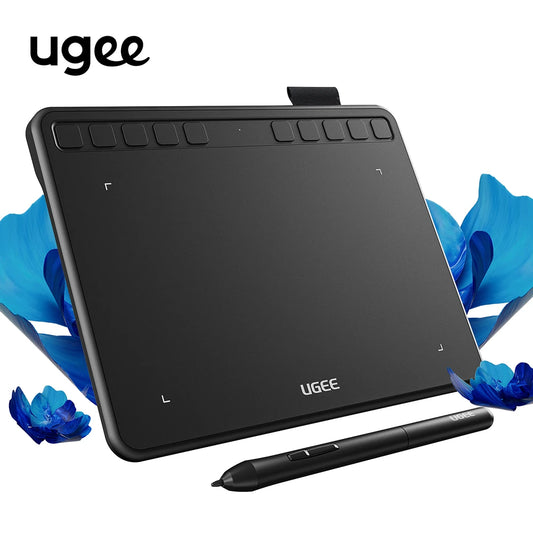 UGEE S640 Graphic Tablet with 10 Hot Keys Computer Graphic Tablet，P01D Battery-Free Stylus with 8192 Levels Pressure