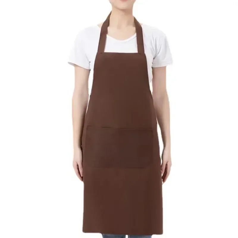 Adjustable Bib Apron Waterdrop Resistant with 2 Pockets Cooking Kitchen Aprons for Women Men