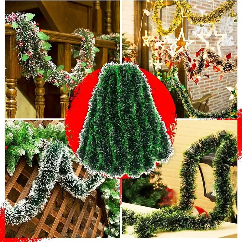 Christmas Tinsel Garland Metallic Tinsel Twist Garland Streamers Ornaments for Party Holiday Wedding Birthday