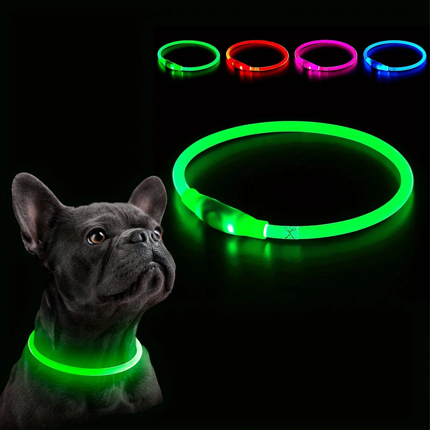 USB Rechargeable Light Up Dog Collars Glow in The Dark Dog Necklace for Your Dogs Walking at Night