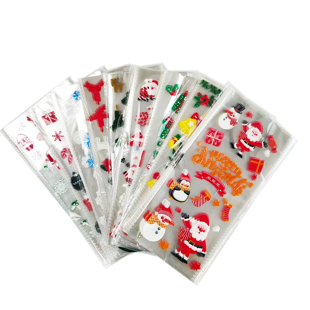 Christmas Candy bags Xmas Cello Treat Goody Bags with Ties for Xmas Holiday Party