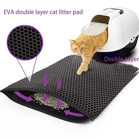 Cat Litter Mat Double Layer Waterproof Urine Proof Trapping Mat Easier to Clean,Washable