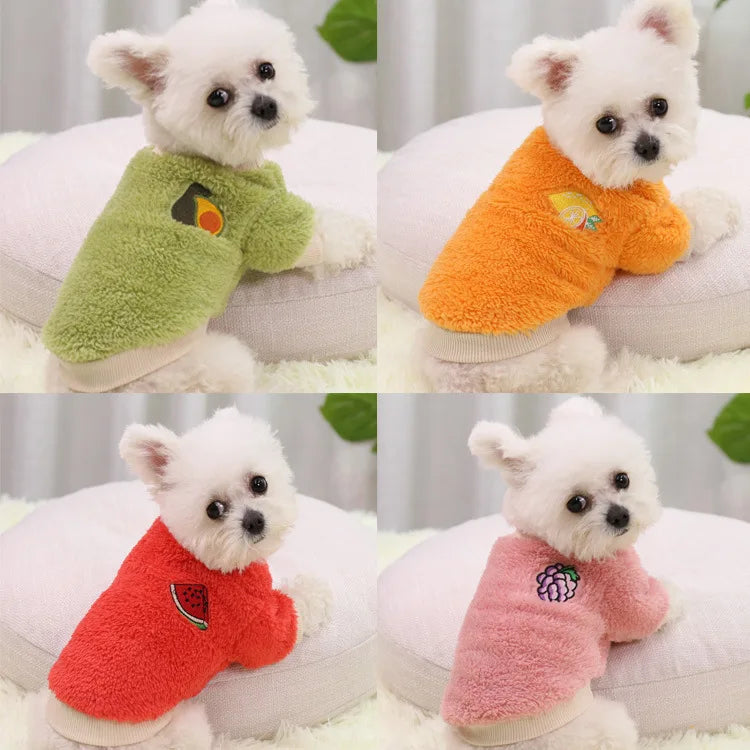 Warm Dog Winter Clothes Cute Fruit Pattern Sweater for Small Medium Dogs Soft Winter Puppy Jacket