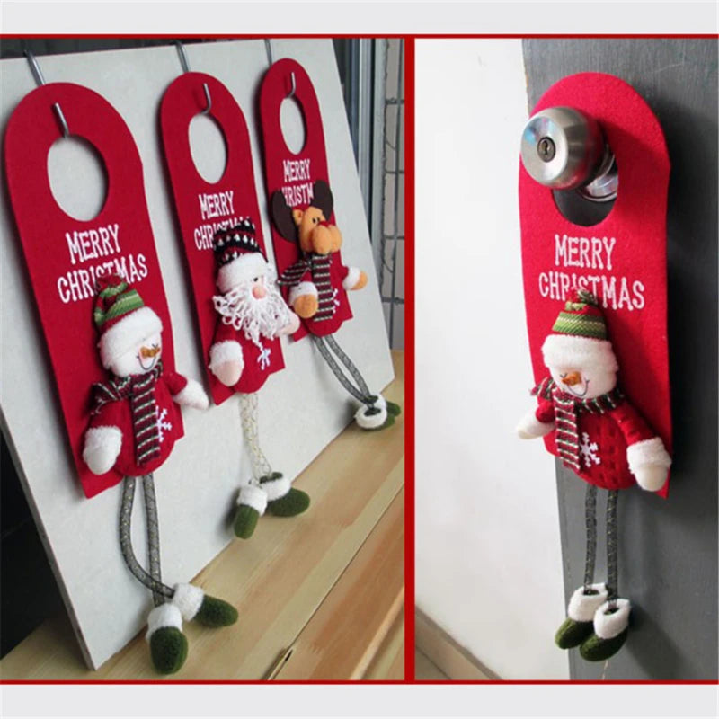 Christmas Door Hangers Santas Door Handles Hanging Ornaments for Home Hotel Kitchen Bedroom Door Hanger