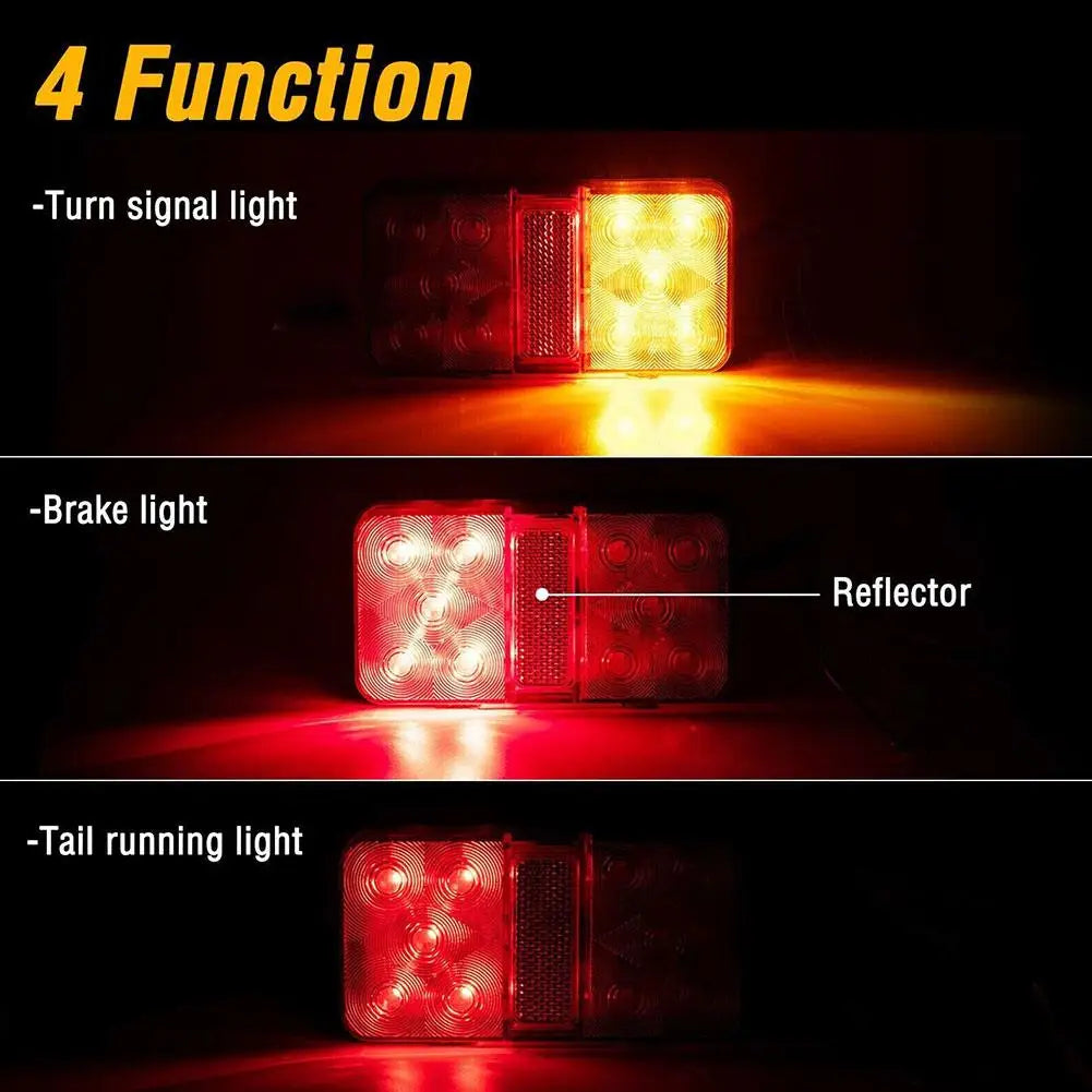 2Pcs 10 LED Truck Tail Light Bar Waterproof Turn Signal Brake Reverse for RV Camper