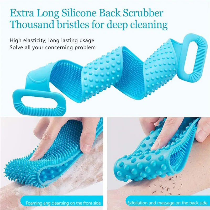 Body Silicone Brush Scrub Body Exfoliating Sponge Brush Bathroom Shower Back Brush Bath Scrub Clean Tool Stain Removal Bath Belt