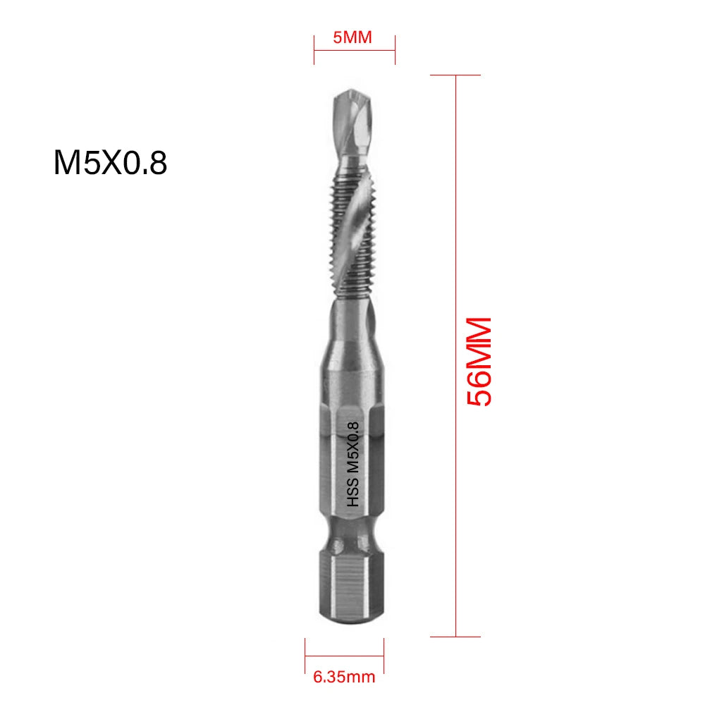 6pcs Drill Bit Hex Shank Titanium Plated HSS Screw Thread Bit Screw Machine Compound Tap M3 M4 M5 M6 M8 M10