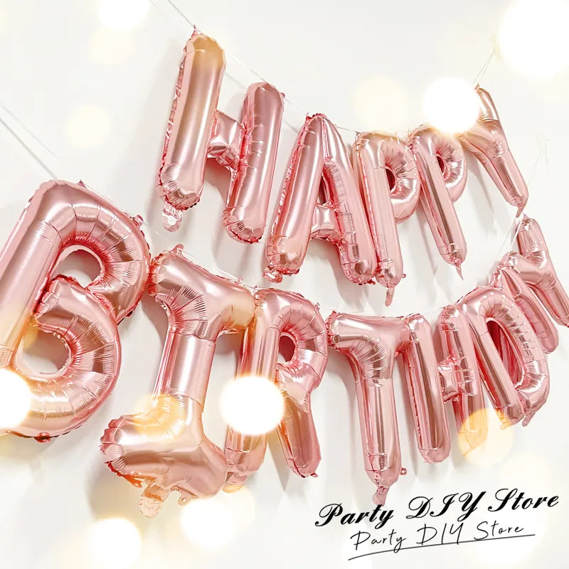 Happy Birthday Balloons Banner Foil Letters for Decorations Birthday Banner Kids, Child, Adults, Boys & Girls