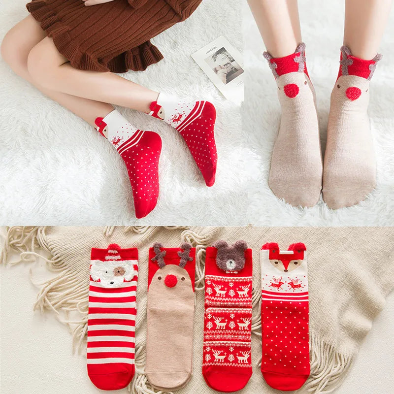 Chirstmas Ankle Socks Stocking Stuffers Cute Cartoon Novelty Winter Socks for Xmas Gift