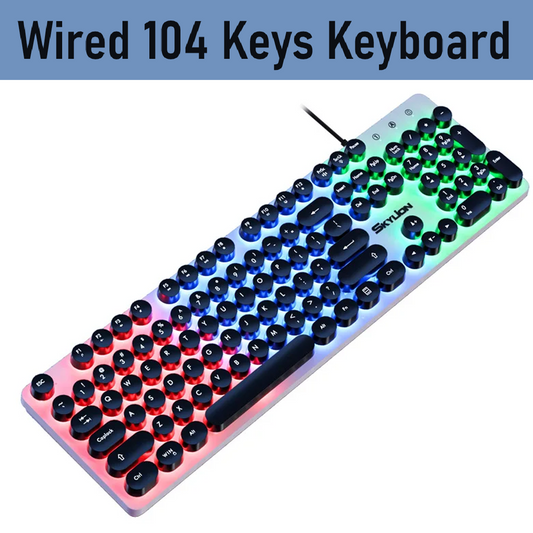 Wired 104 Keys Gaming Keyboard Colorful Lighting Wrist Rest for Laptop Windows PC Mac