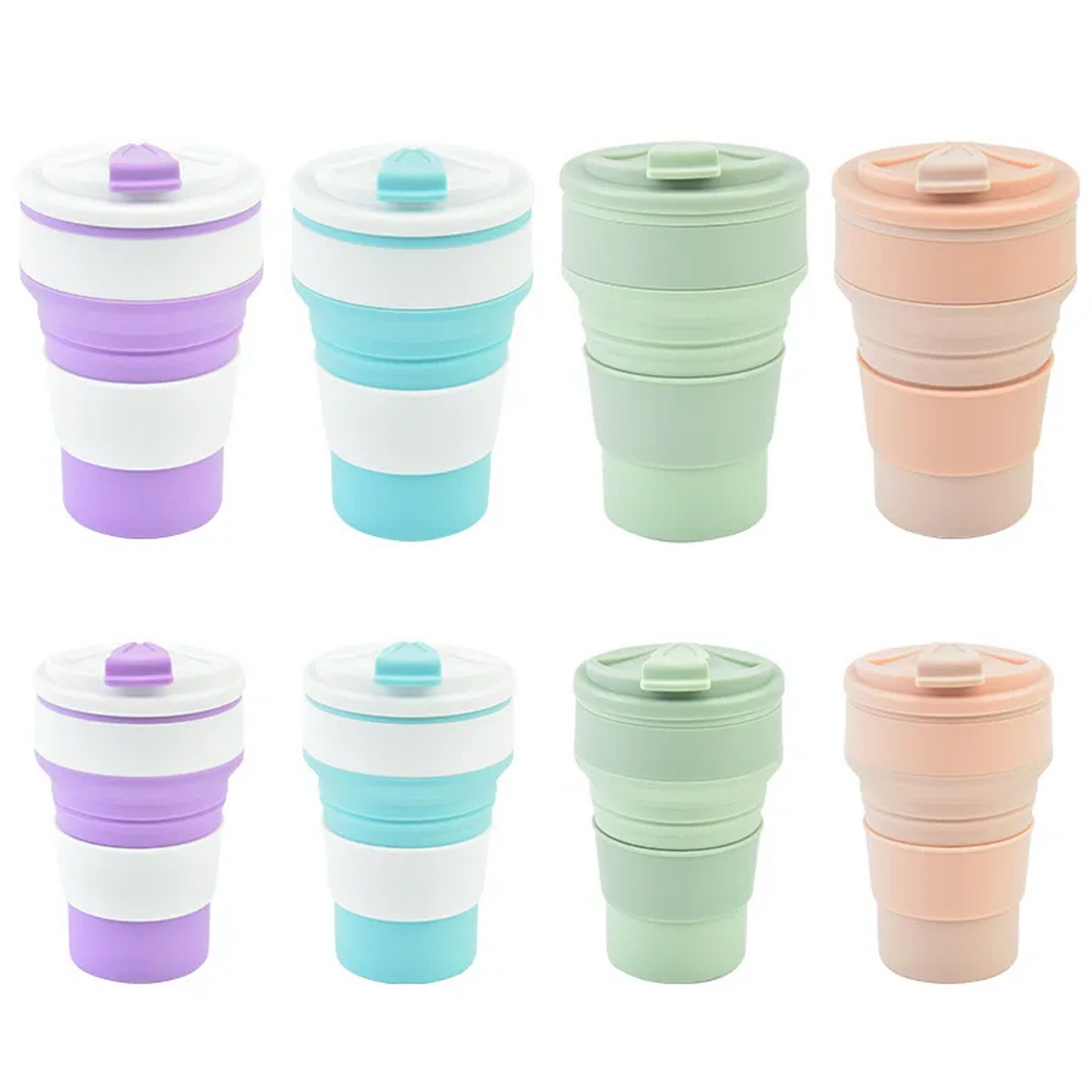 350ML/500ML Silicone Portable Collapsible Travel Cup Drinking Mug with Lid for Hiking, Picnic