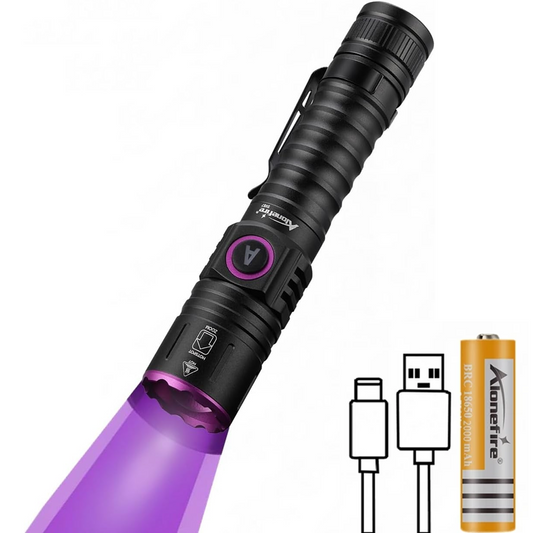 SV87 365nm & 395nm UV Flashlight Zoom 5W Zoomable Blacklight Torch for Resin Curing, Rocks