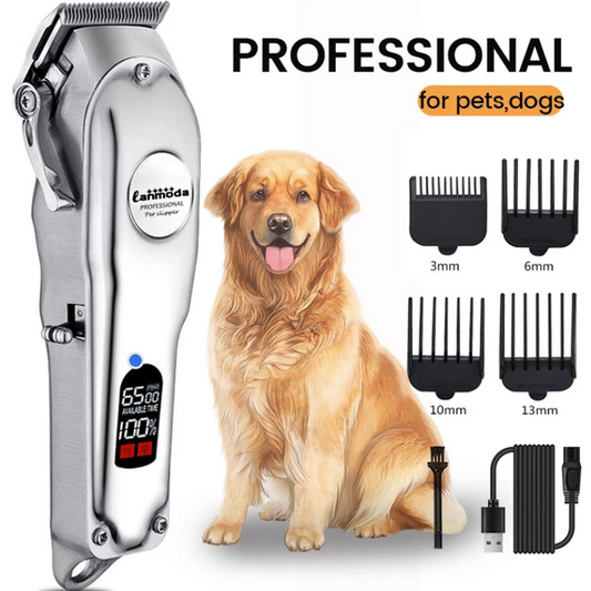 Dog Grooming Clippers Rechargeable Low Noise Cordless Kit Waterproof for Dogs Pets and Animals