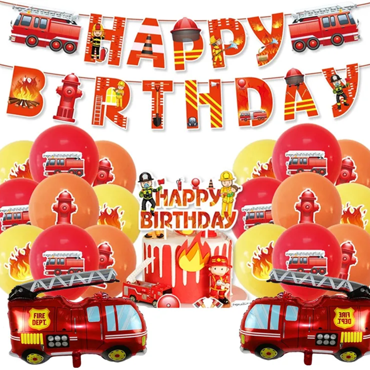 Fire Truck Birthday Party Supplies Decorations Theme Paper Plates and Napkins Set for Birthday Party Supplies