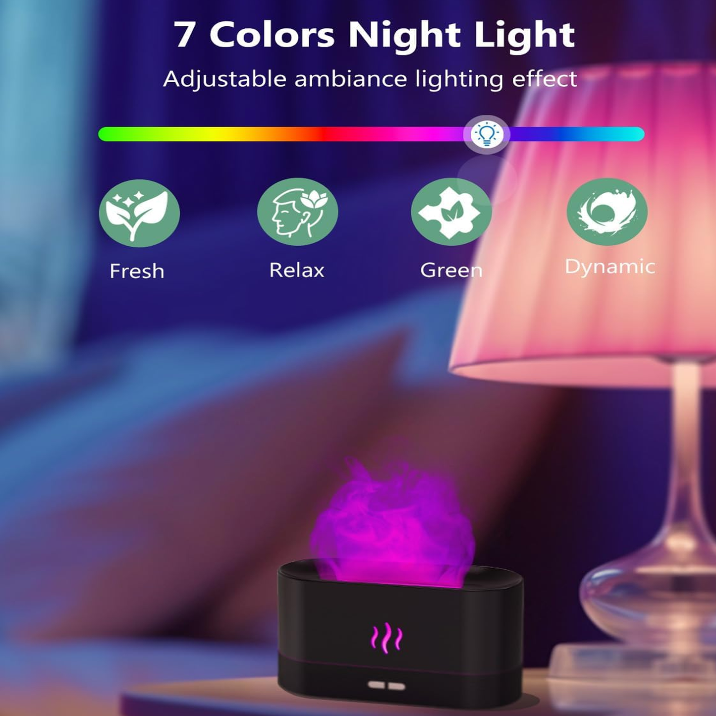 Colorful Flame Air Aroma Diffuser Humidifier 7 Flame Colors Oil Diffuser for Home, Office, Yoga