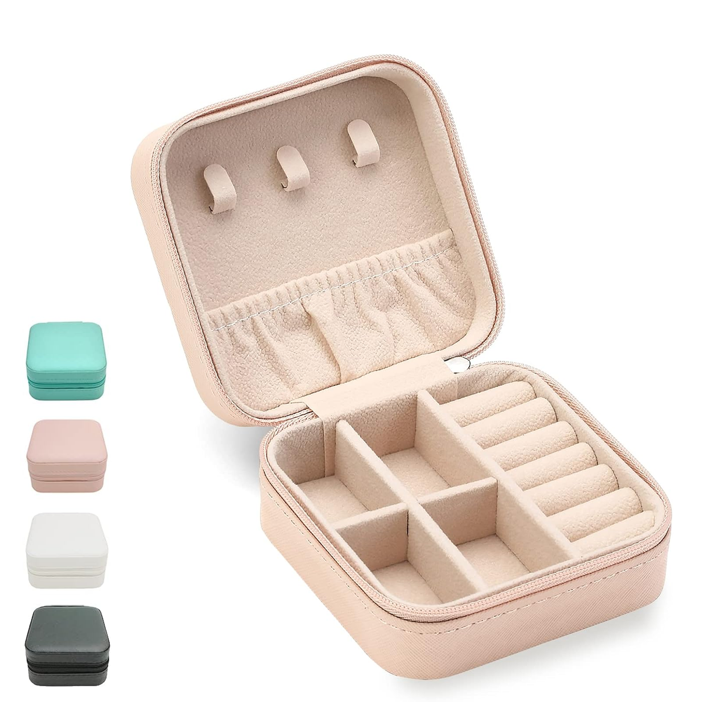 Mini Jewelry Travel Case Leather Jewellery Ring Organizer Case for Womens Rings Earrings Necklaces