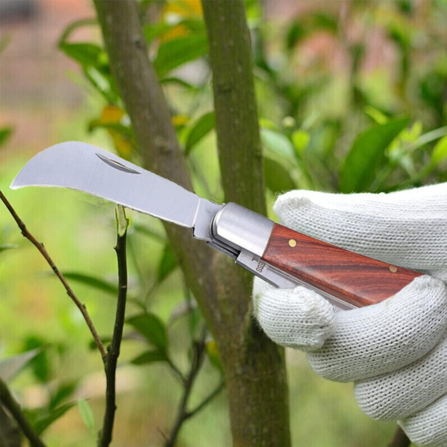 Folding Garden Double Pocket Knife Blades for Weed Bushes Branches Mushroom Digging Knife