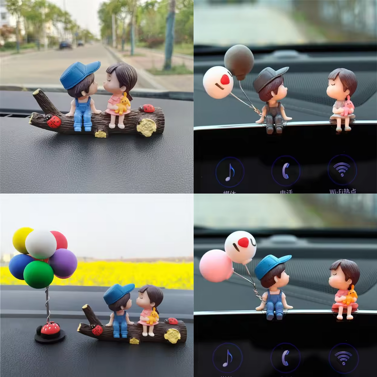 Cute Car Decoration Lovely Couple Ornament Auto Interior Dashboard Accessories for Boys Girls Gifts