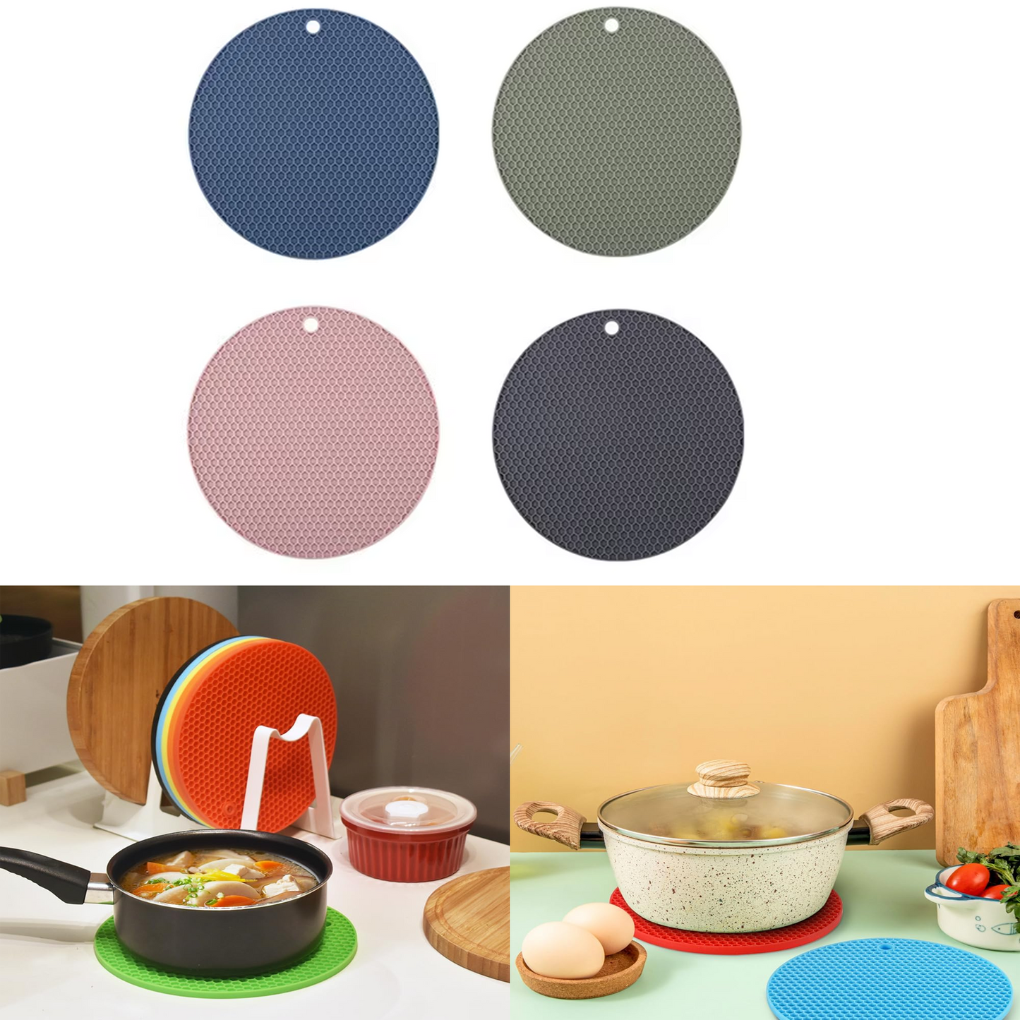 Silicone Trivets Reusable Hot Pads Heat Resistant Non Slip Mats Pot for Kitchen Counter