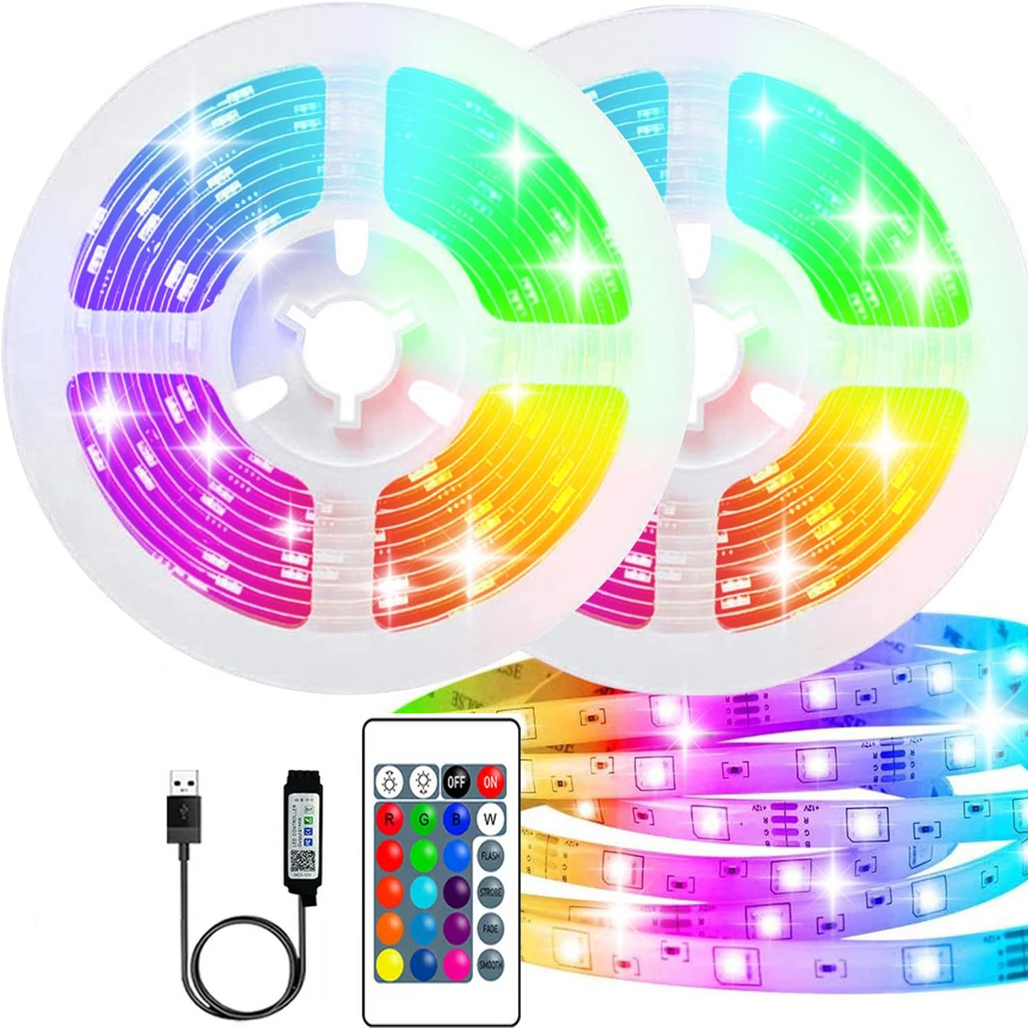 5050 RGB LED Lights Waterproof Smart with App USB Bluetooth Remote RGB Controller for Room Party