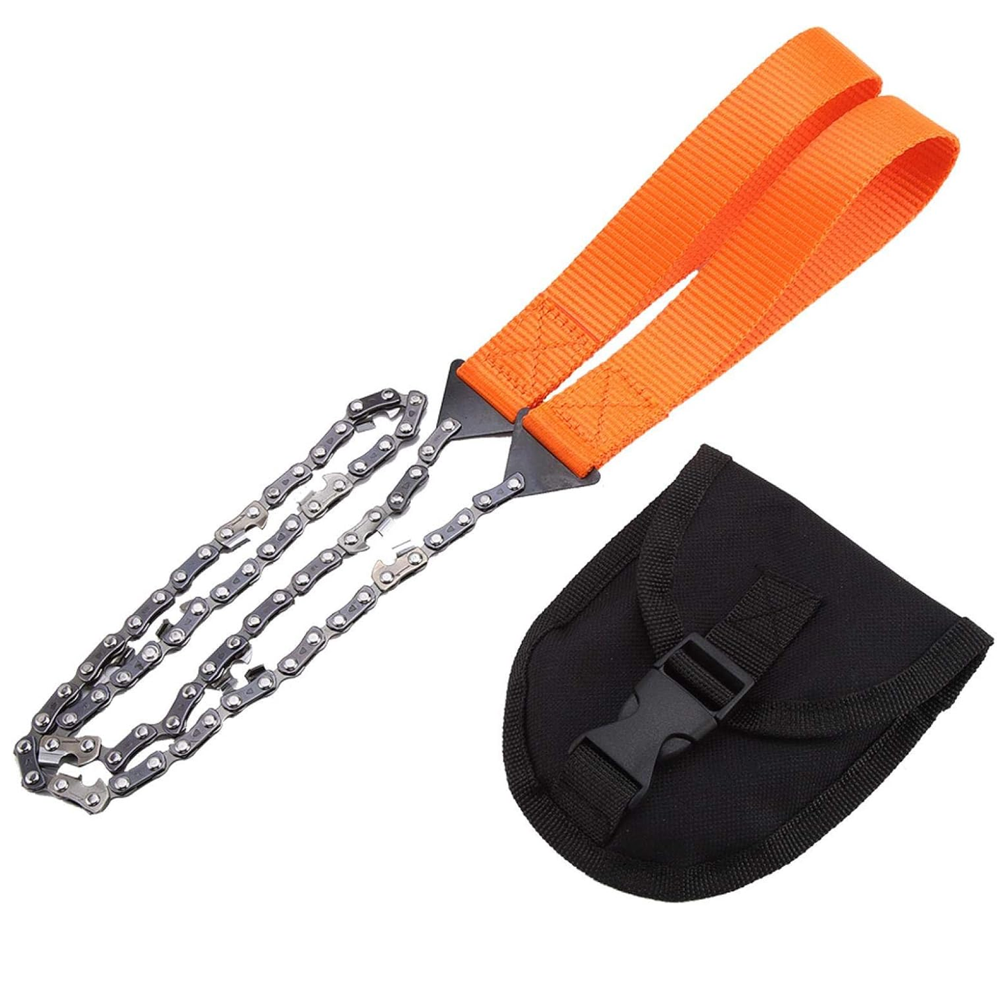 Pocket Chainsaw Folding Chain Hand Saw with Carry Pouch for Outdoor Survival Camping, Hiking