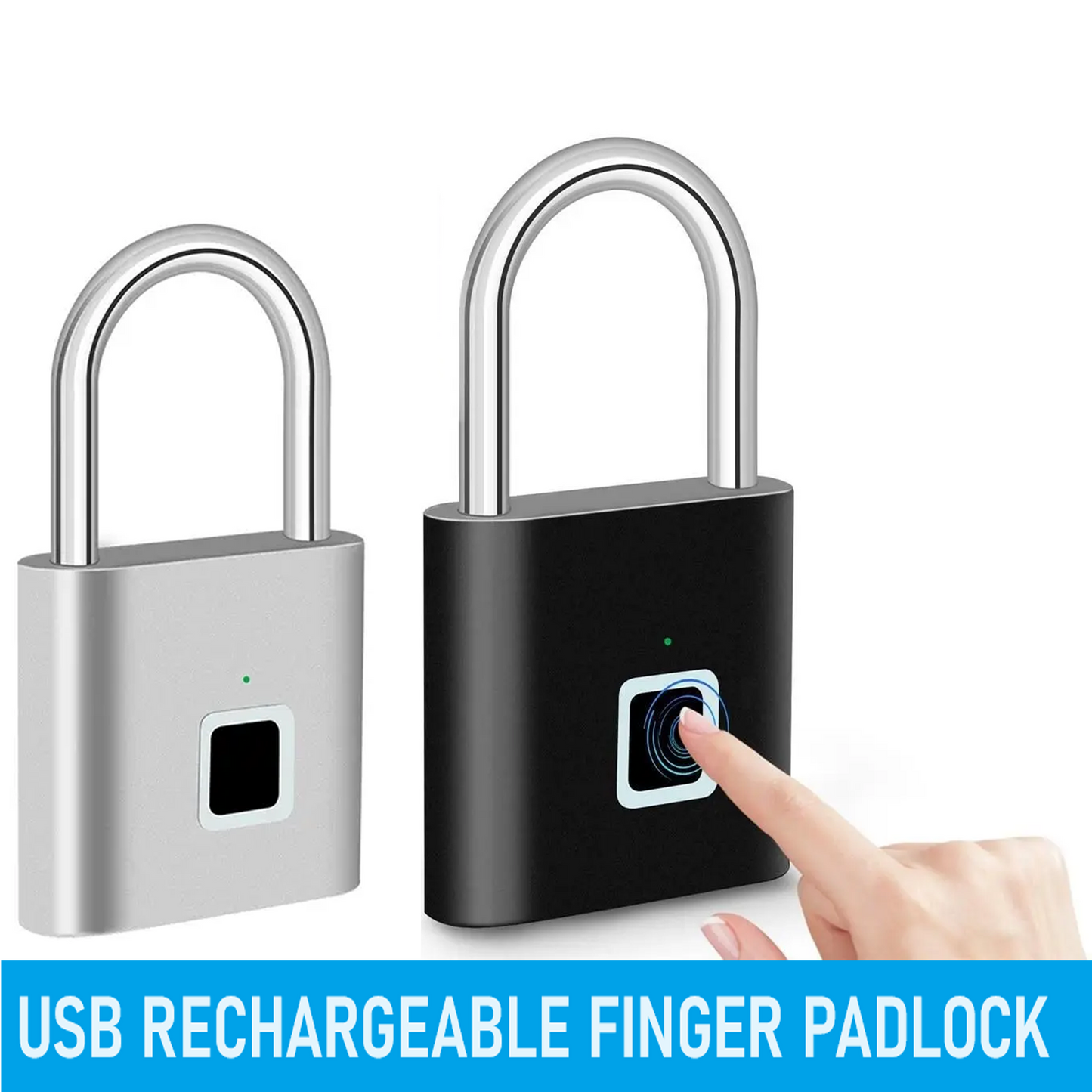 Fingerprint Padlock Anti-Theft Door Lock Luggage Cabinet With USB Charging Safety Lock