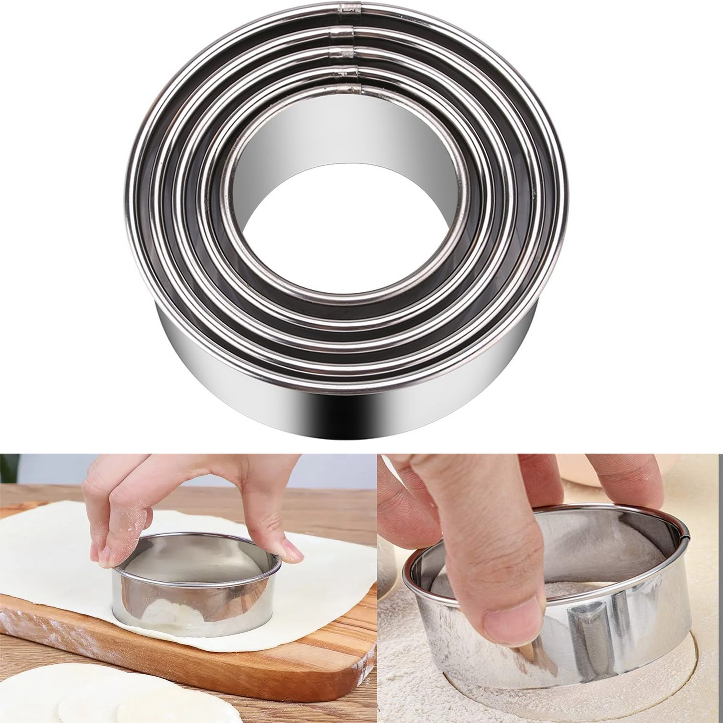 Stainless Steel Round Biscuit Cookie Cutters Set Donut Ring Pastry Molds for Baking Doughnuts