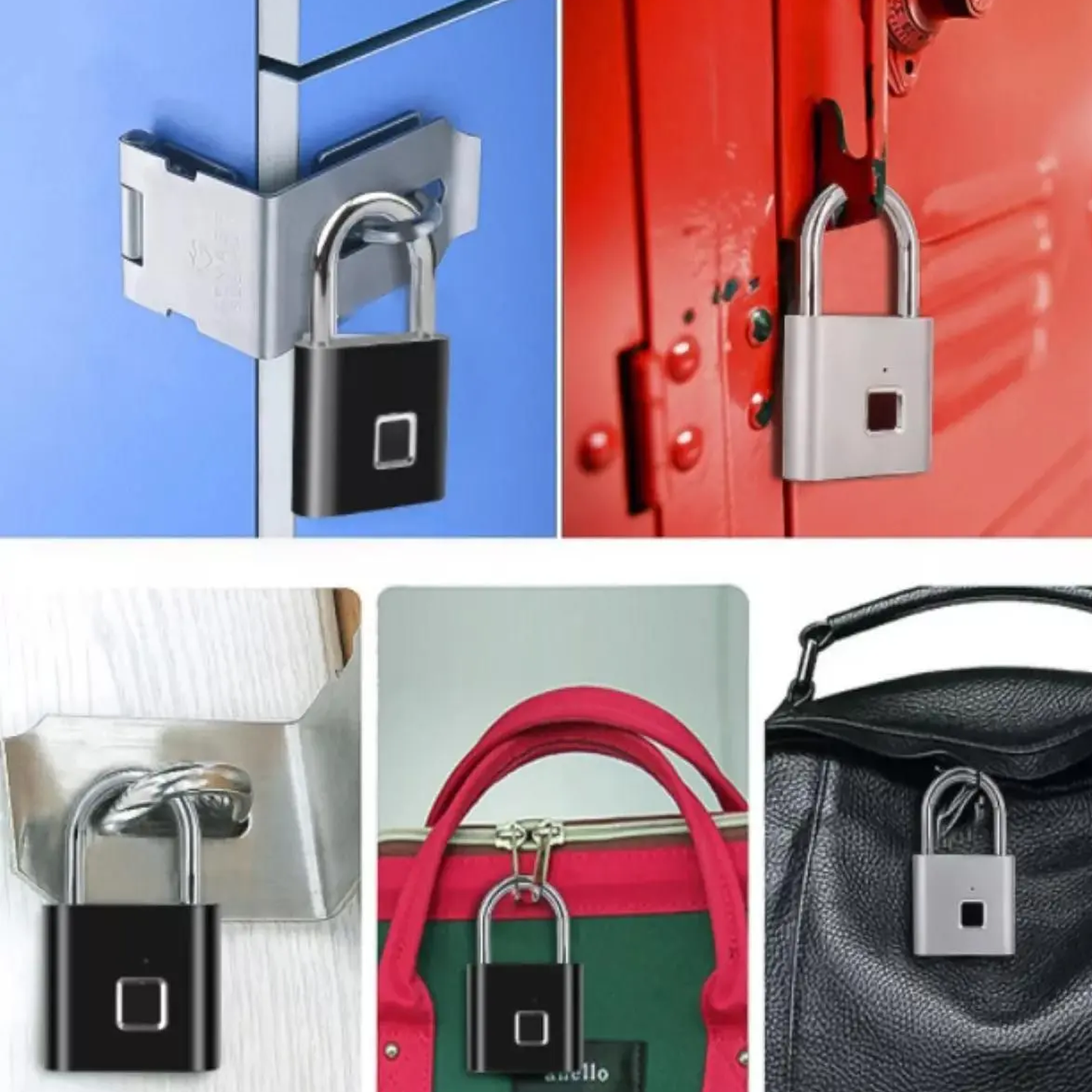 Fingerprint Padlock Anti-Theft Door Lock Luggage Cabinet With USB Charging Safety Lock