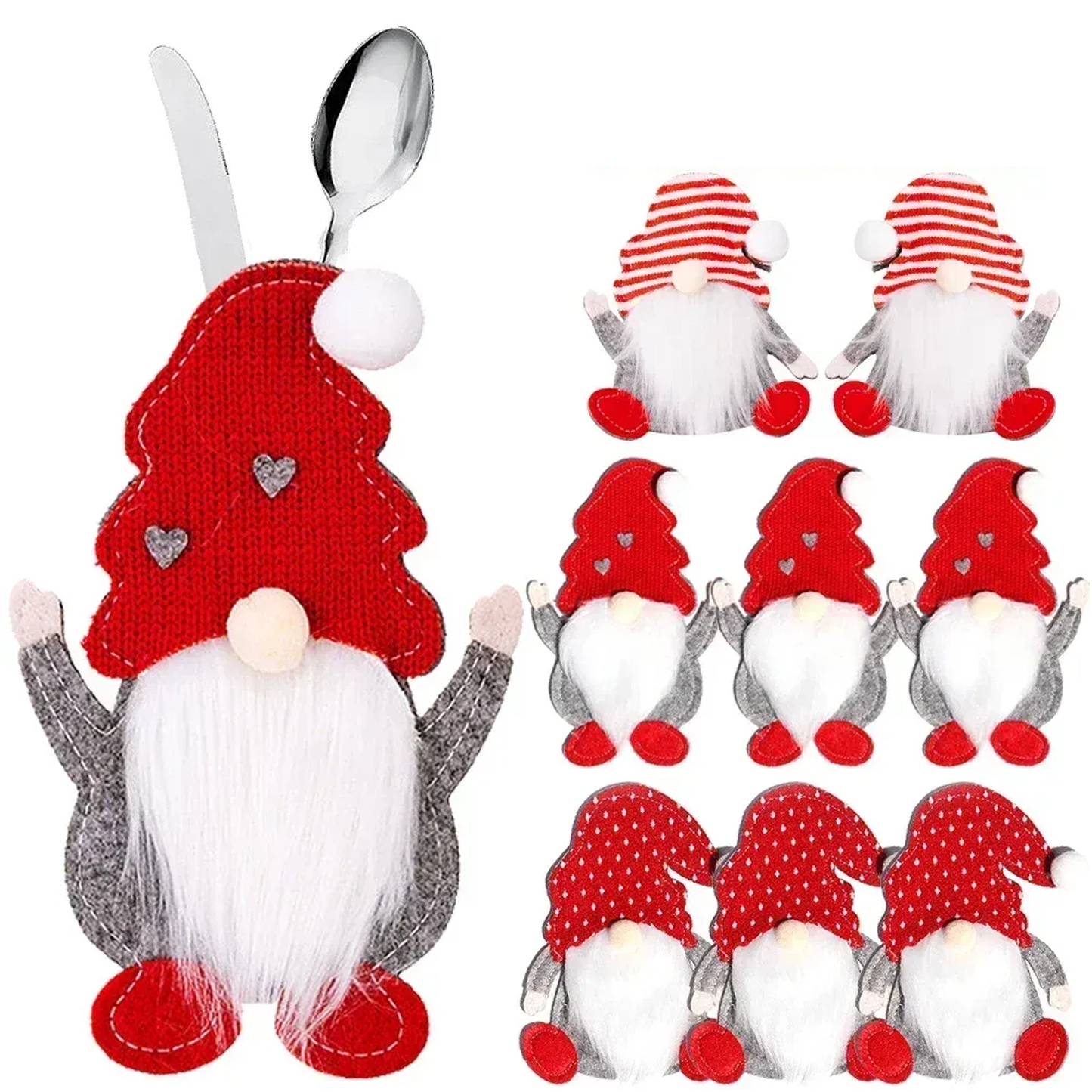 Christmas Cutlery Bag Cute Snowman Tableware Holder Knife Fork Bag Pouch for Christmas Party