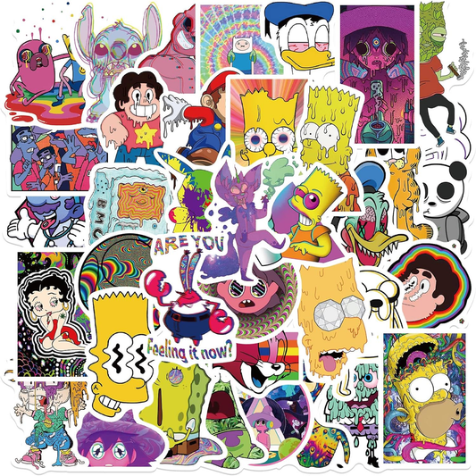 10/30/52PCS Psychedelic Cartoon Graffiti Waterproof Stickers for Water Bottles Laptops Books