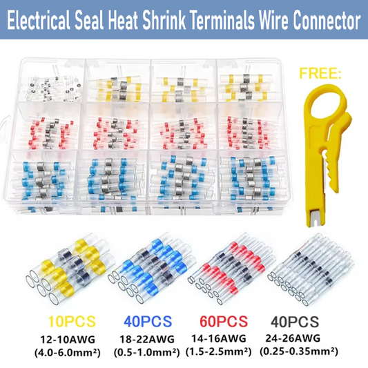 Solder Seal Wire Connectors Heat Shrink Butt Connector Solder Sleeve Waterproof for Marine Automotive Boat Truck