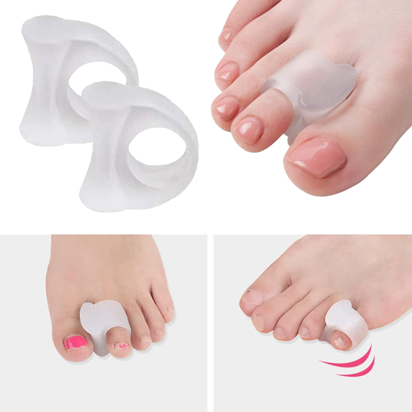 Toe Separators, Bunion Corrector for Curled and Overlapping Toes, Hammer Toe Corn and Blister