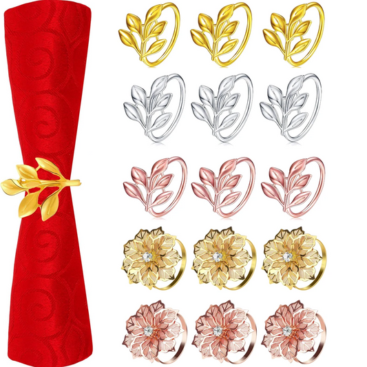 Leaf Napkin Rings Vintage Napkin Holder for Wedding Christmas Holidays Dinner Decor