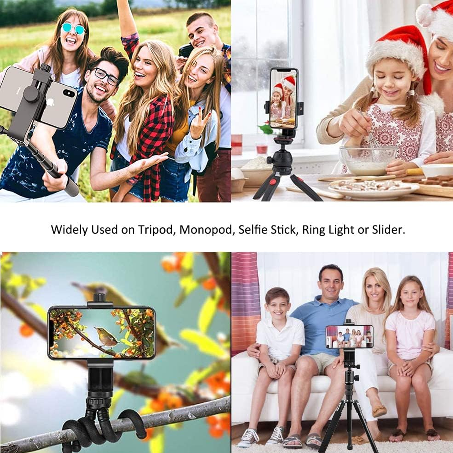 Universal Smartphone Tripod Cell Phone Mount Adapter Adjustable Clamp 360 Rotatable Bracket for lphone Samsung