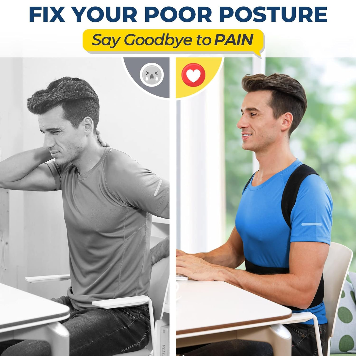 Adjustable Back Brace Posture Corrector for Women and Men Lumbar Support Pain Relief