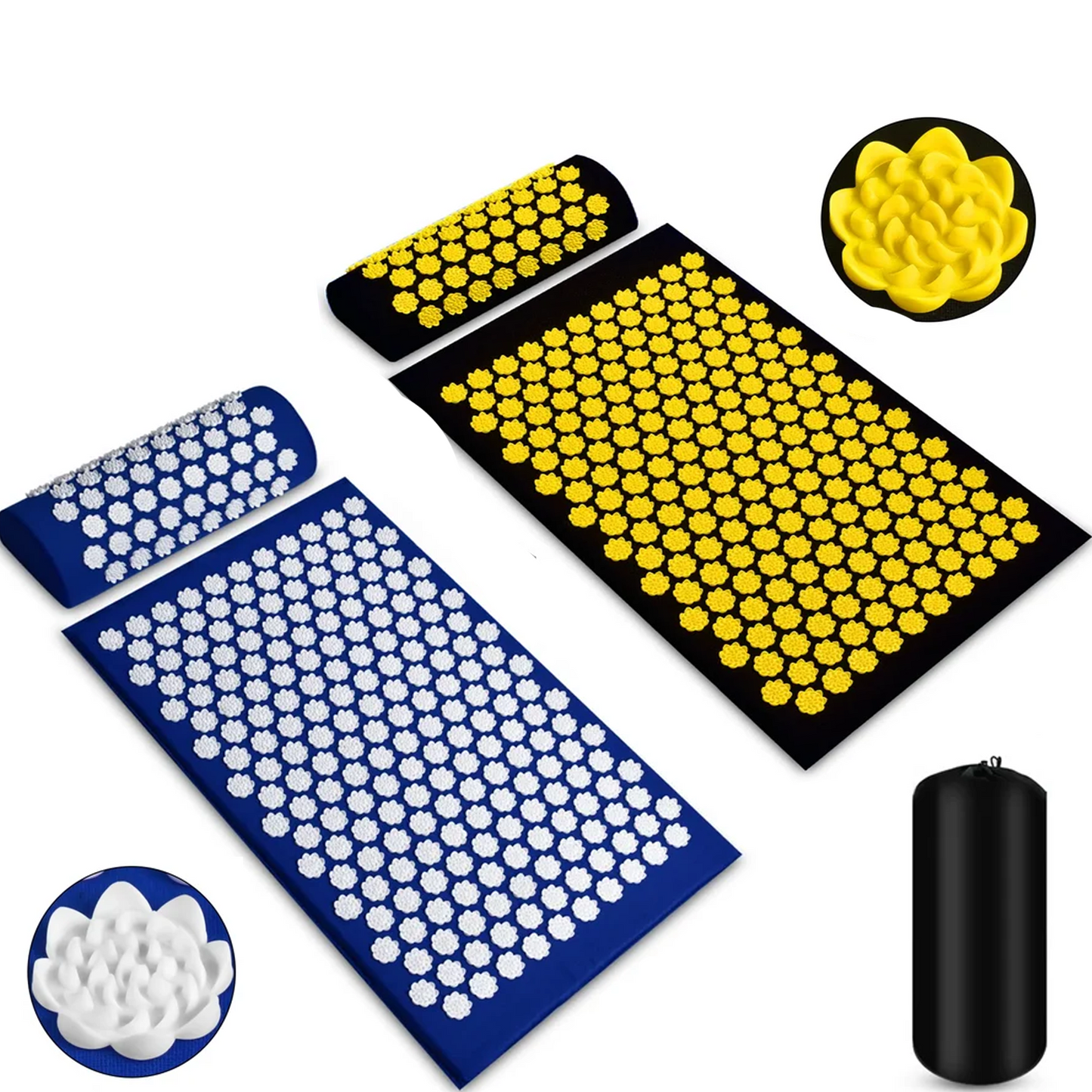 Acupressure Mat and Pillow Set with Bag for Neck & Back Pain, Muscle Relaxation Stress Relief