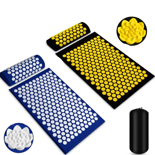 Acupressure Mat and Pillow Set with Bag for Neck & Back Pain, Muscle Relaxation Stress Relief