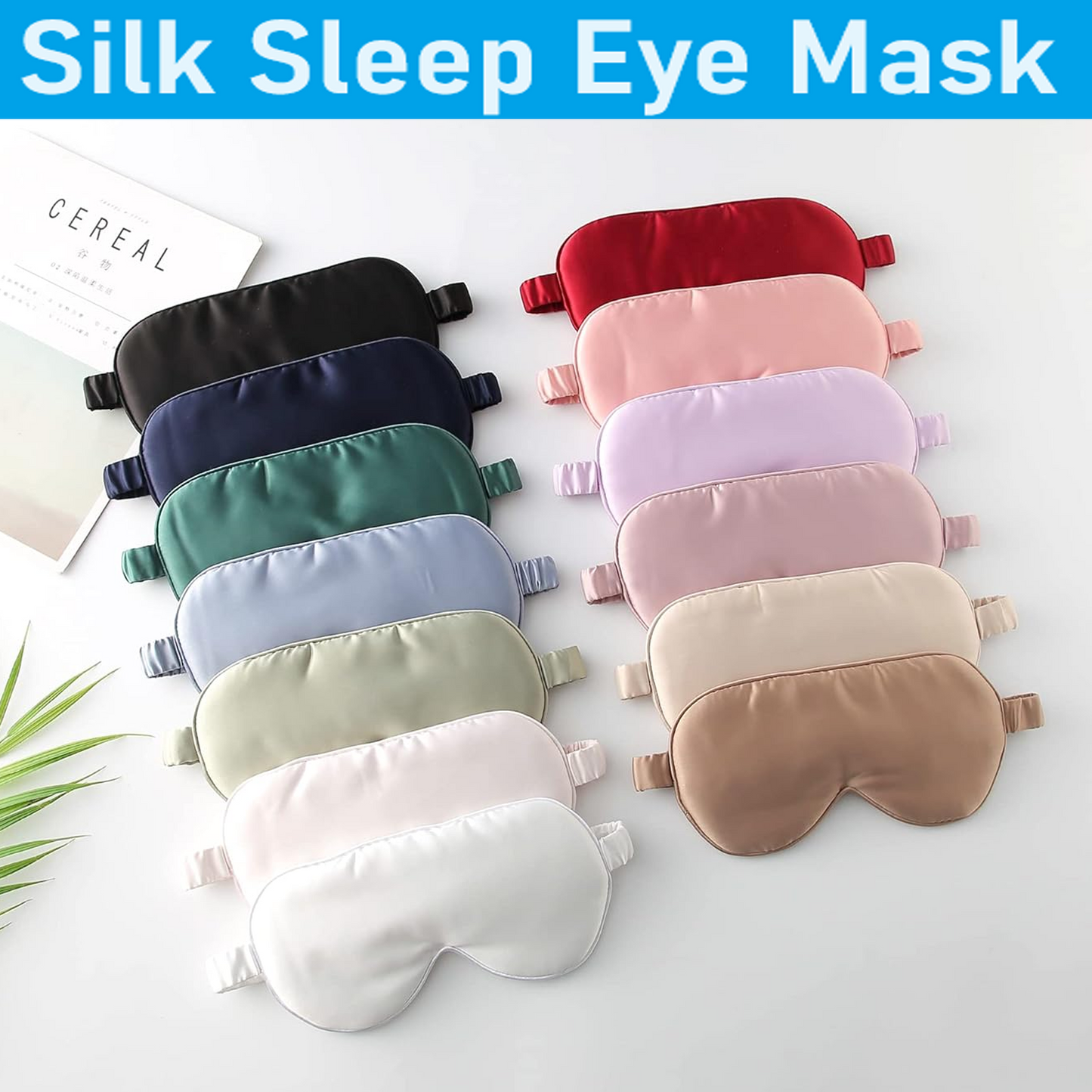 Silk Eye Mask Sleeping with Adjustable Strap Blindfold Eyeshade for Men & Women