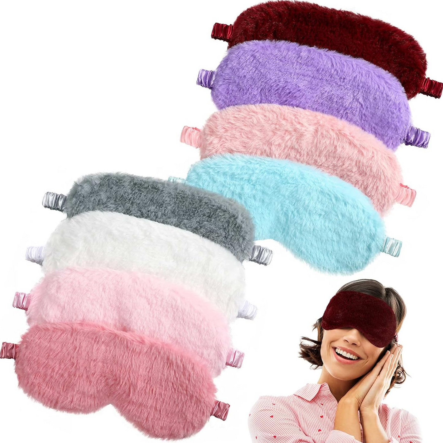 Plush Eye Mask Soft Sleeping Blindfold Furry Faux Fur Sleeping for Women Men Gift