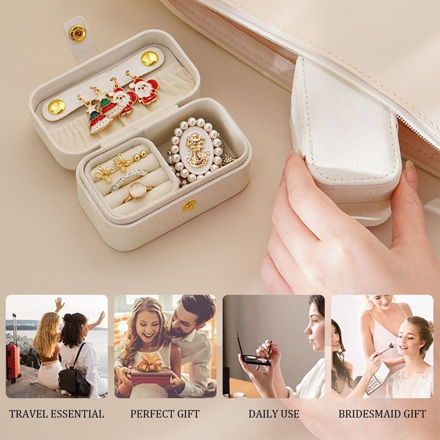 Portable Travel Jewelry Box Case Organizer Boxes for Rings Earrings Necklaces Bracelets