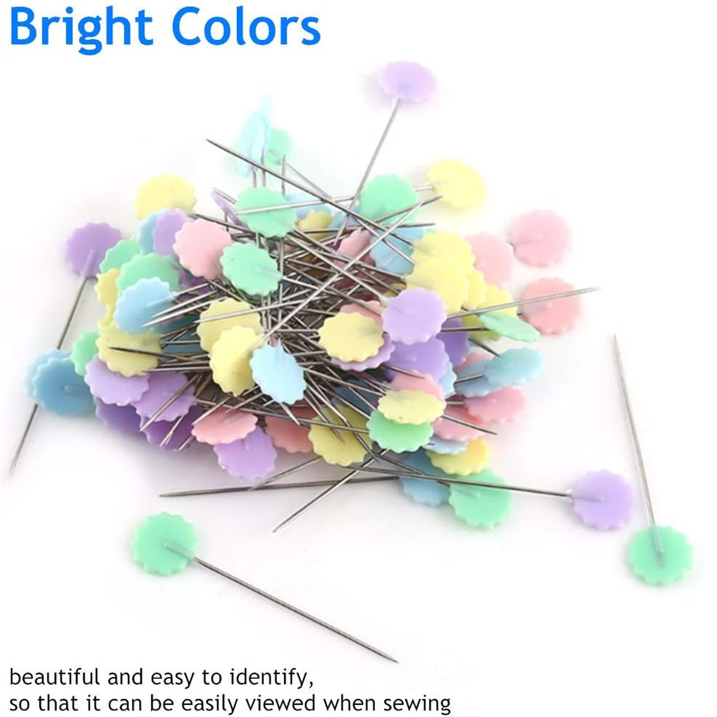 Flat Head Sewing Pins with Storage Box Assorted Colors Button Flower Shape Dressmaking Pins for Craft