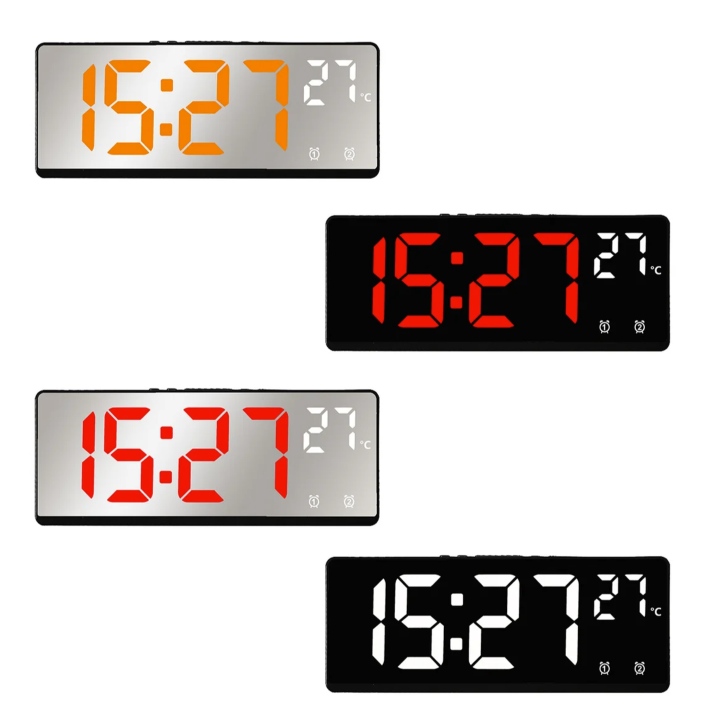 Digital LED Alarm Clock Desktop Clock With Temperature Display Adjustable Brightness Clock for Home, Office