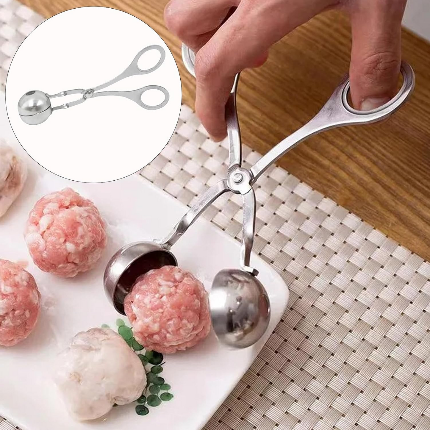 Stainless Steel Meat Ball Maker Cookie Dough Scoop for Kitchen, Fruits, Cake, Cookies, Ice Cream