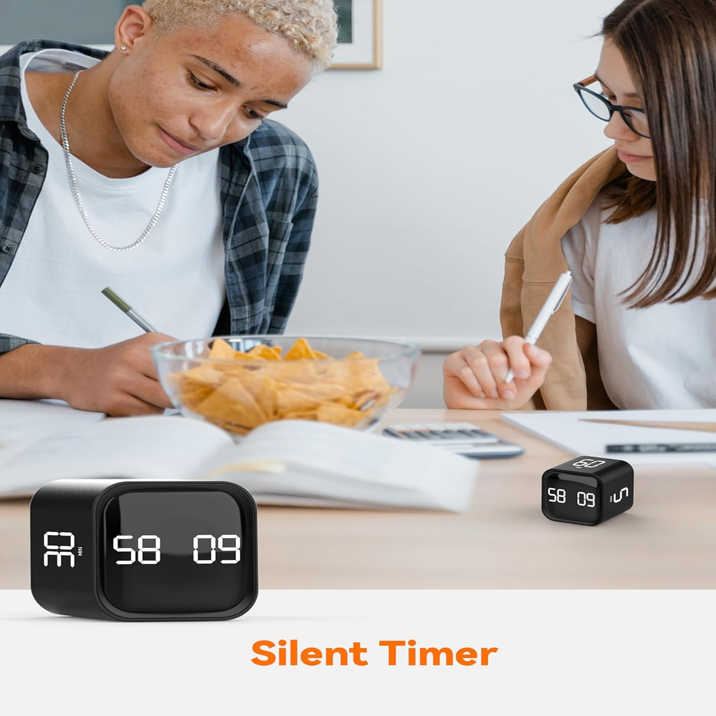 Rotation Gravity Cube Timer Countdown & Stopwatch Modes, Silent Operation, Perfect for Cooking, Skincare